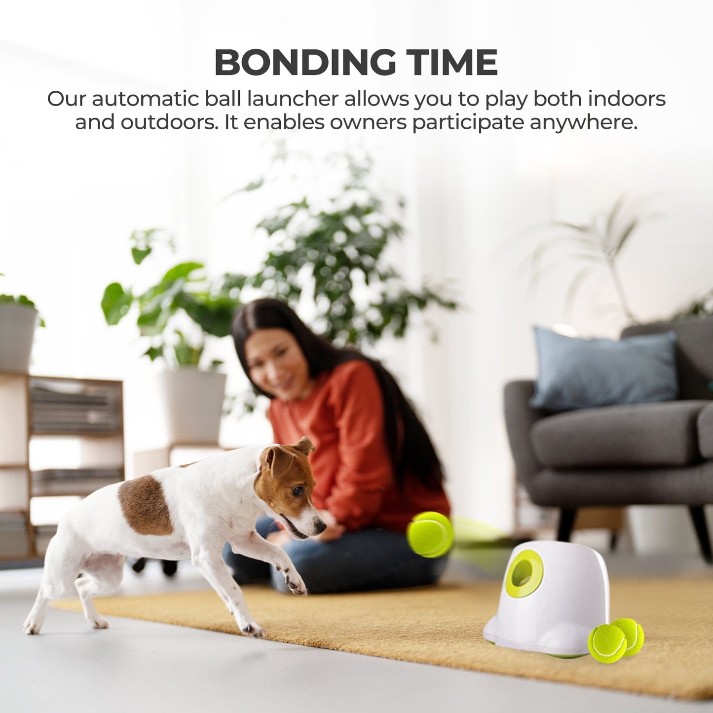 Automatic Tennis Ball Launcher for Small to Medium Sized Dogs, 3 Balls Included, Mini